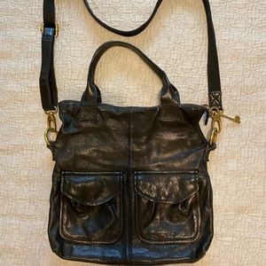 Black Leather Fossil Crossbody